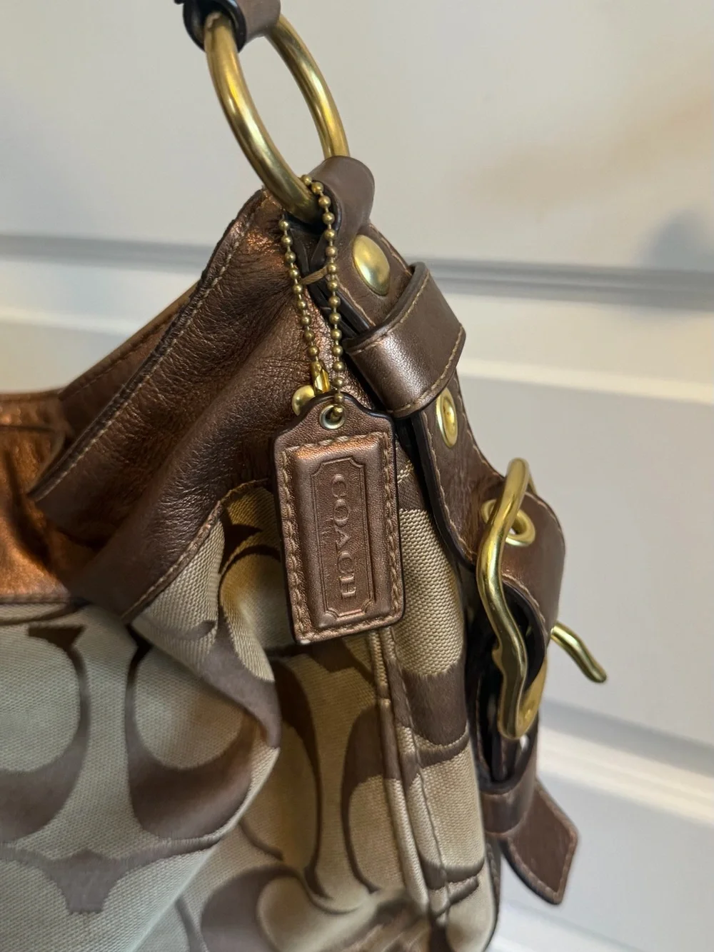 Zoe Signature Hobo Coach Shoulder Bag